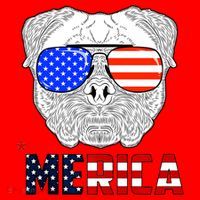 Merica 4th Of July Cool Bulldog Funny Santa Hat thumb 1