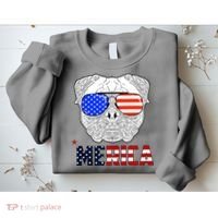 Merica 4th Of July Cool Bulldog Funny Sweatshirt thumb 2