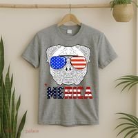 Merica 4th Of July Cool Bulldog Funny T-Shirt thumb 2
