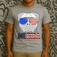 Merica 4th Of July Cool Bulldog Funny T-Shirt thumb 3