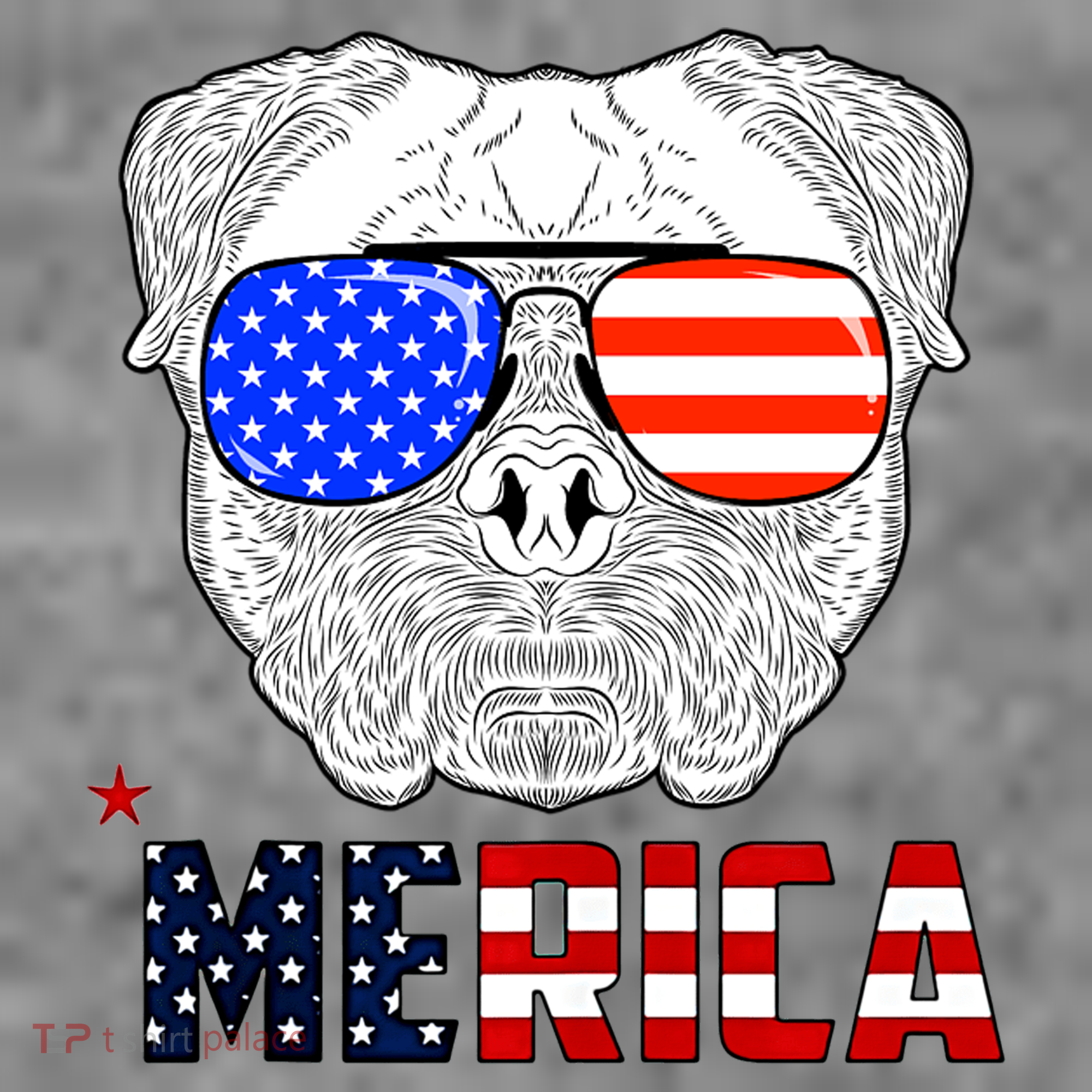 Merica 4th Of July Cool Bulldog Funny T-Shirt