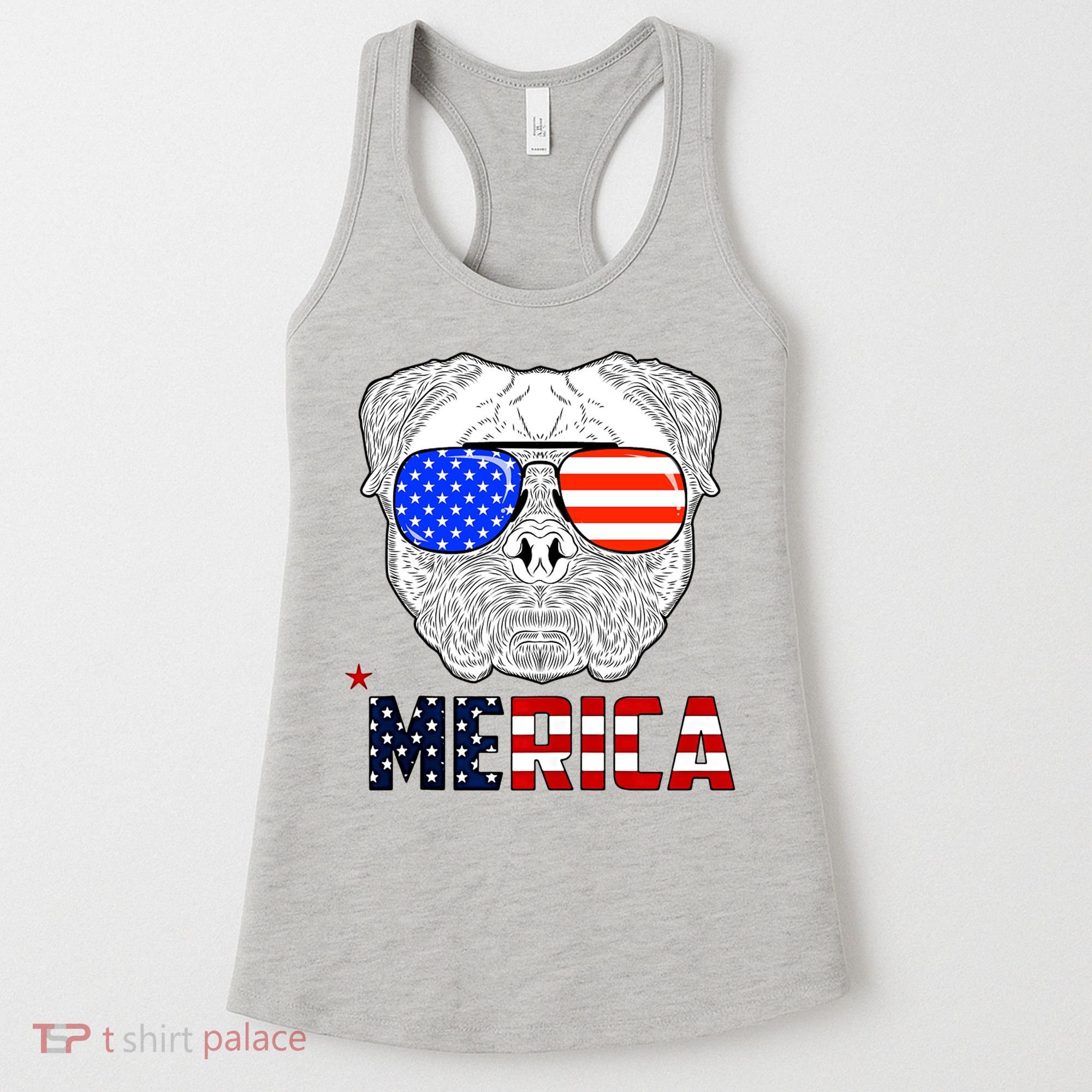 Merica 4th Of July Cool Bulldog Funny Women's Tank Top