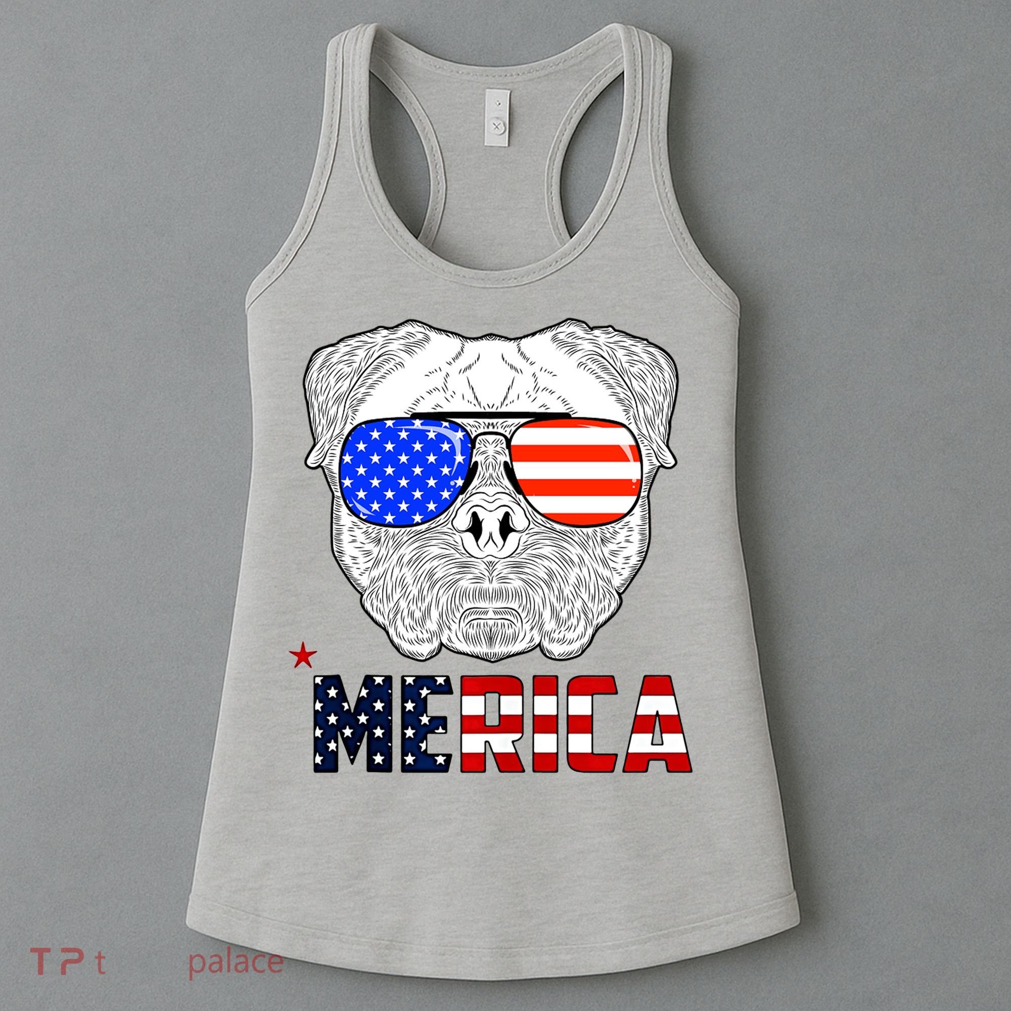 Merica 4th Of July Cool Bulldog Funny Women's Tank Top