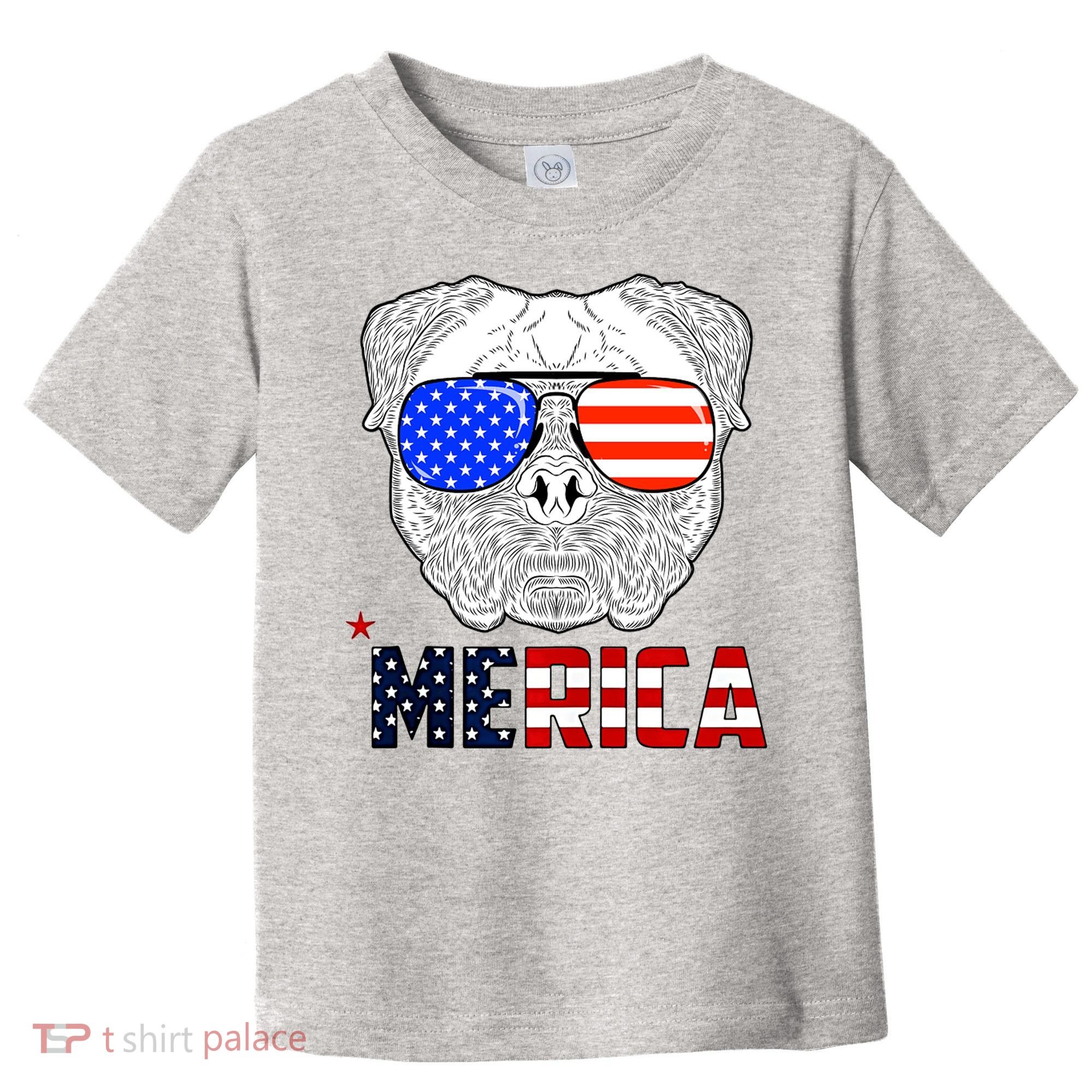 Merica 4th Of July Cool Bulldog Funny Toddler T-Shirt