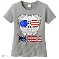 Merica 4th Of July Cool Bulldog Funny Women's T-Shirt thumb 0