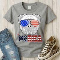 Merica 4th Of July Cool Bulldog Funny Women's T-Shirt thumb 3