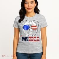 Merica 4th Of July Cool Bulldog Funny Women's T-Shirt thumb 4