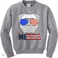 Merica 4th Of July Cool Bulldog Funny Kids Sweatshirt thumb 0