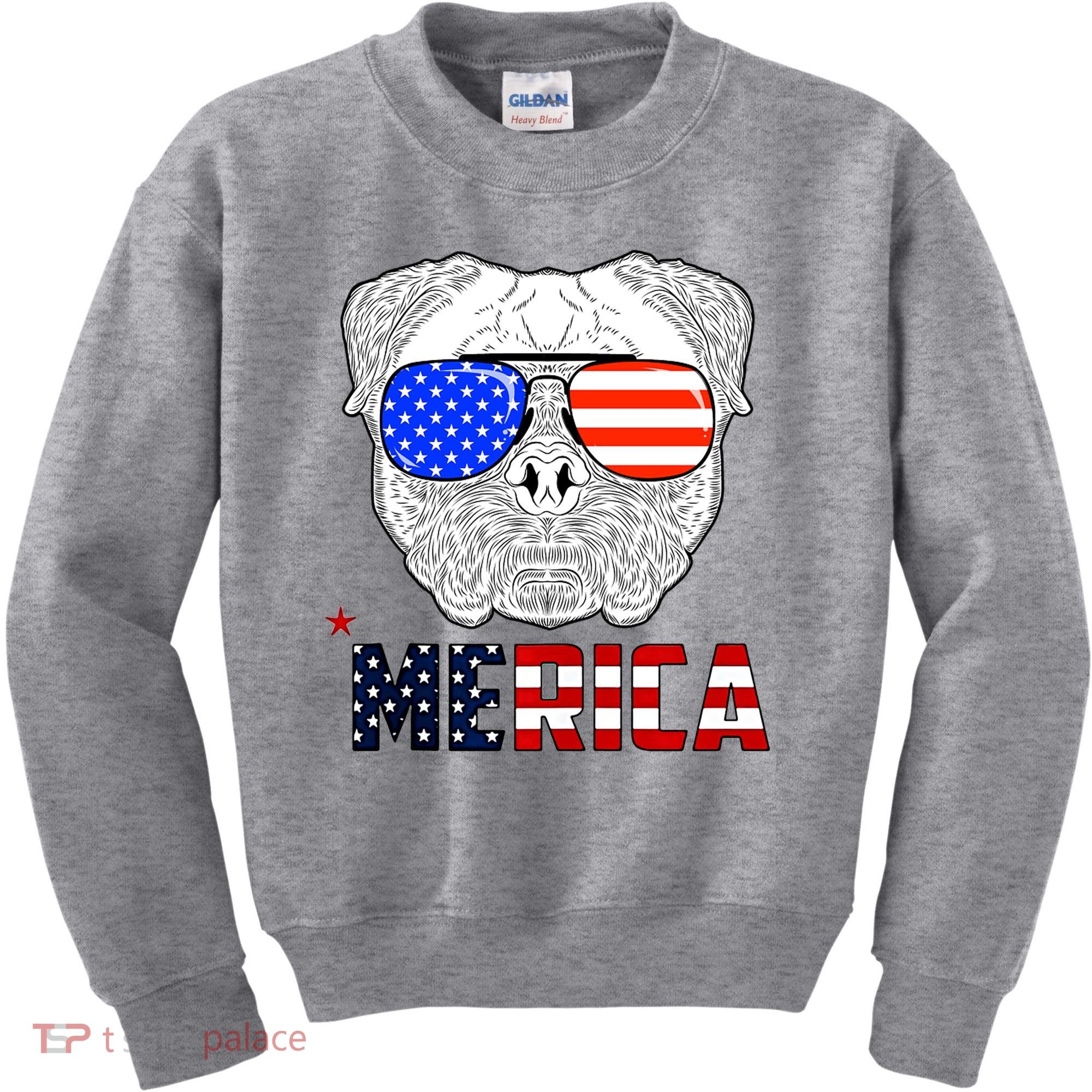 Merica 4th Of July Cool Bulldog Funny Kids Sweatshirt
