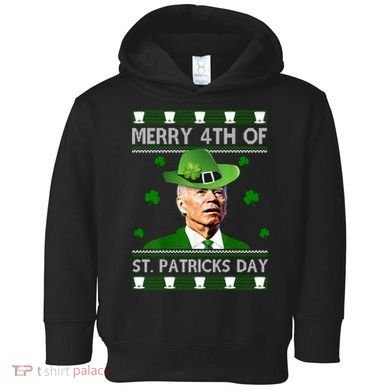 Merry 4th Of St Patrick's Day Funny Joe Biden Toddler Hoodie
