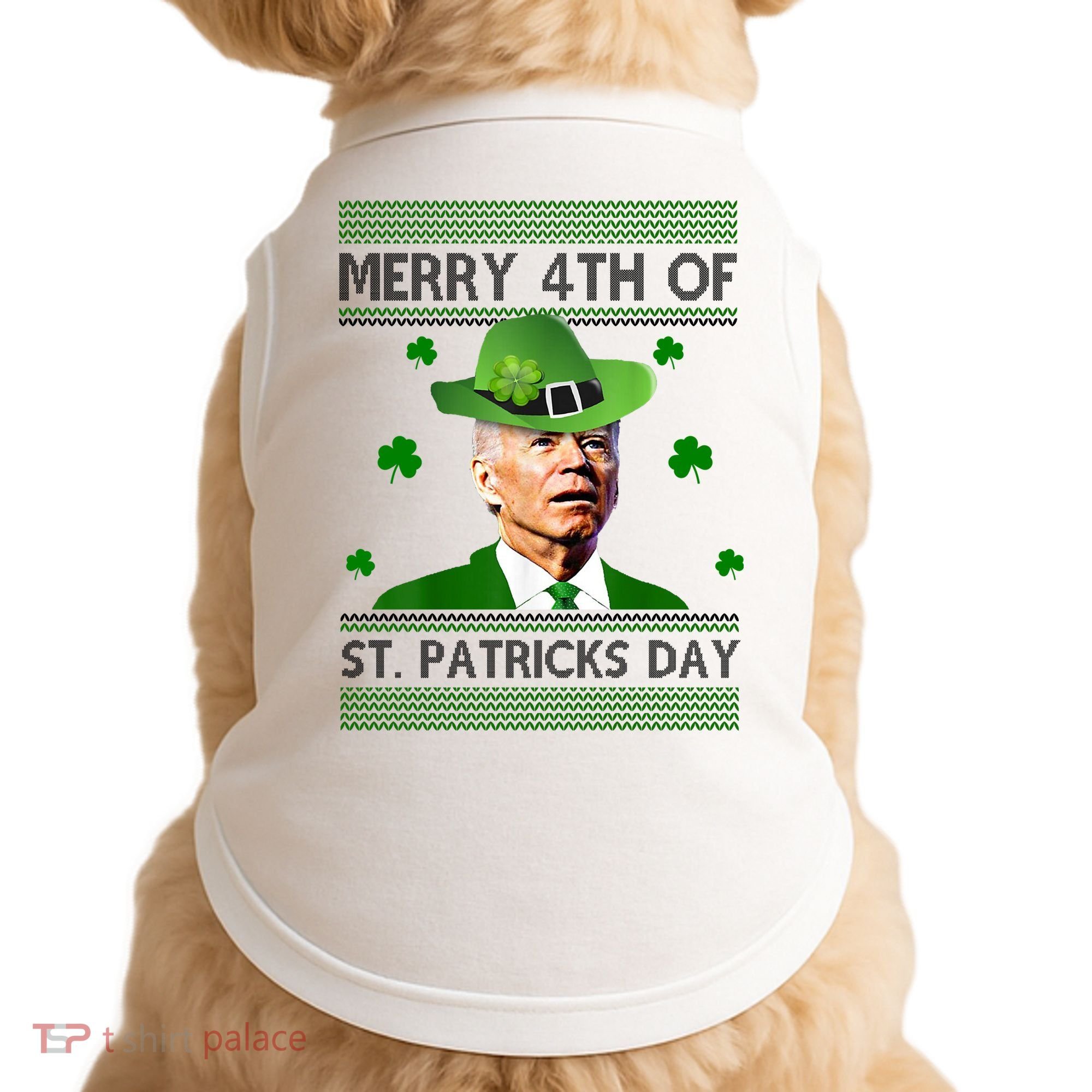 Merry 4th Of St Patrick's Day Funny Joe Biden Doggie Tank