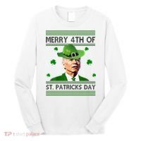 Merry 4th Of St Patrick's Day Funny Joe Biden Long Sleeve Shirt thumb 0