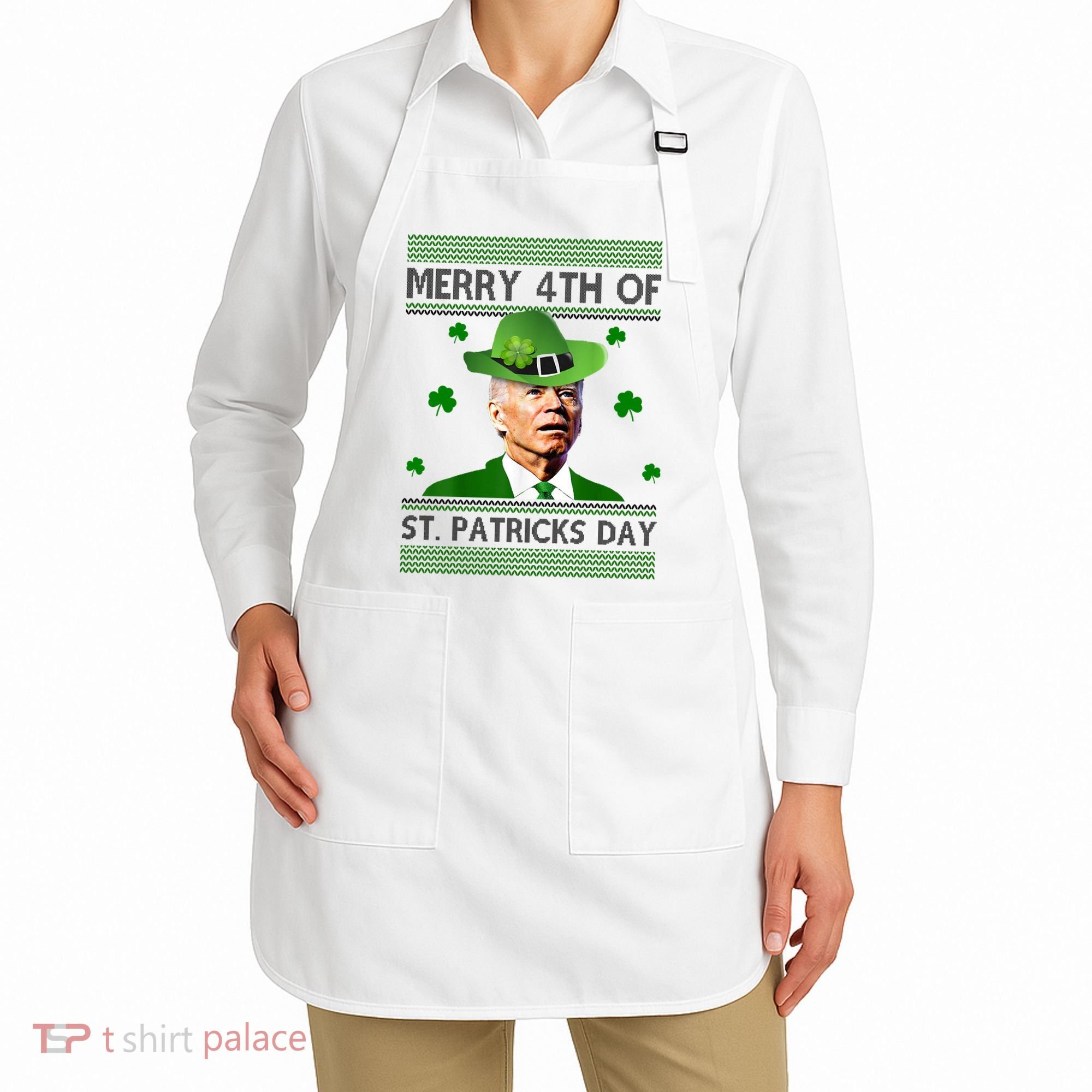 Merry 4th Of St Patrick's Day Funny Joe Biden Apron