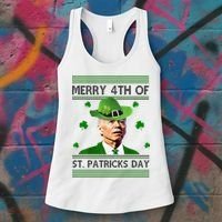Merry 4th Of St Patrick's Day Funny Joe Biden Women's Tank Top thumb 3