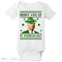 Merry 4th Of St Patrick's Day Funny Joe Biden Baby Bodysuit thumb 0