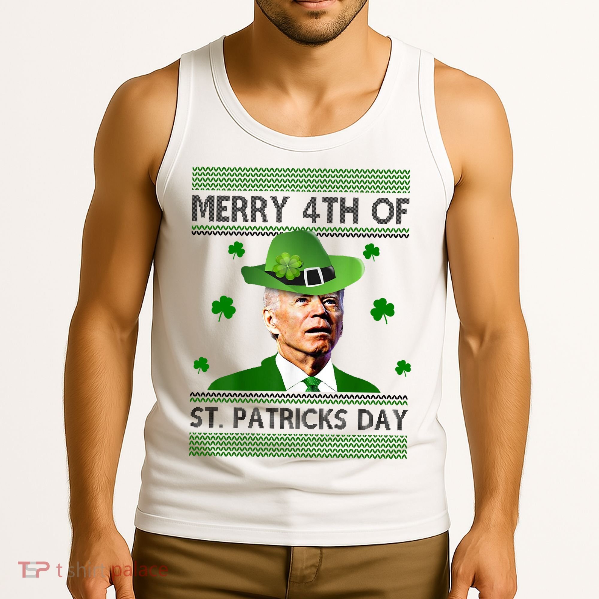 Merry 4th Of St Patrick's Day Funny Joe Biden Tank Top