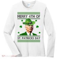 Merry 4th Of St Patrick's Day Funny Joe Biden Women's Long Sleeve Shirt thumb 0
