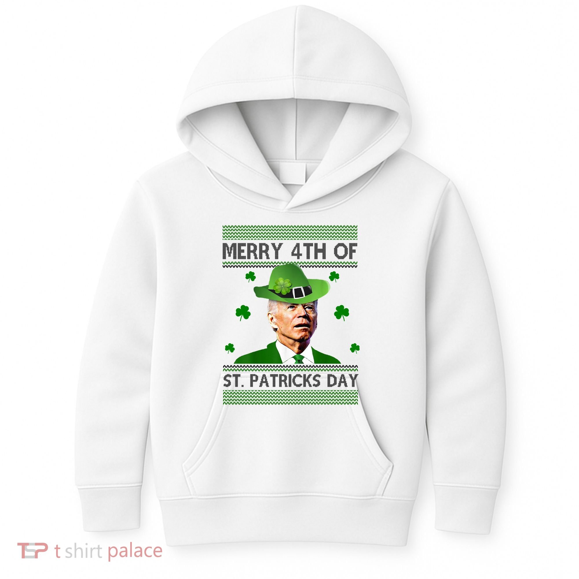 Merry 4th Of St Patrick's Day Funny Joe Biden Kids Hoodie