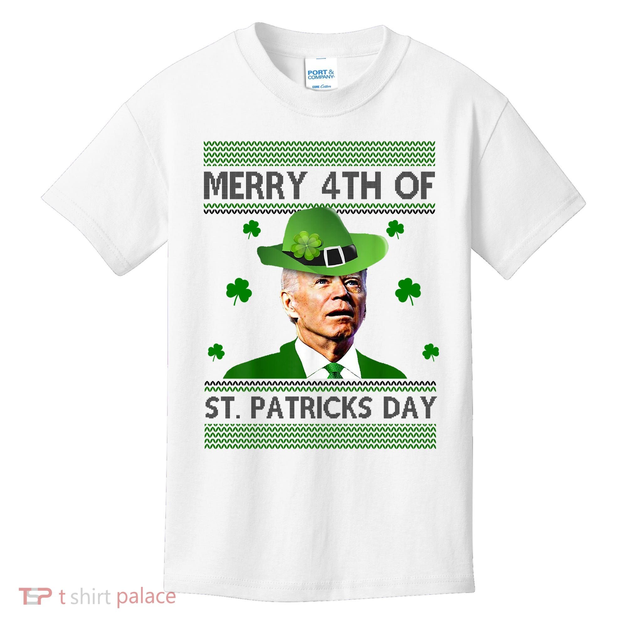 Merry 4th Of St Patrick's Day Funny Joe Biden Kids T-Shirt
