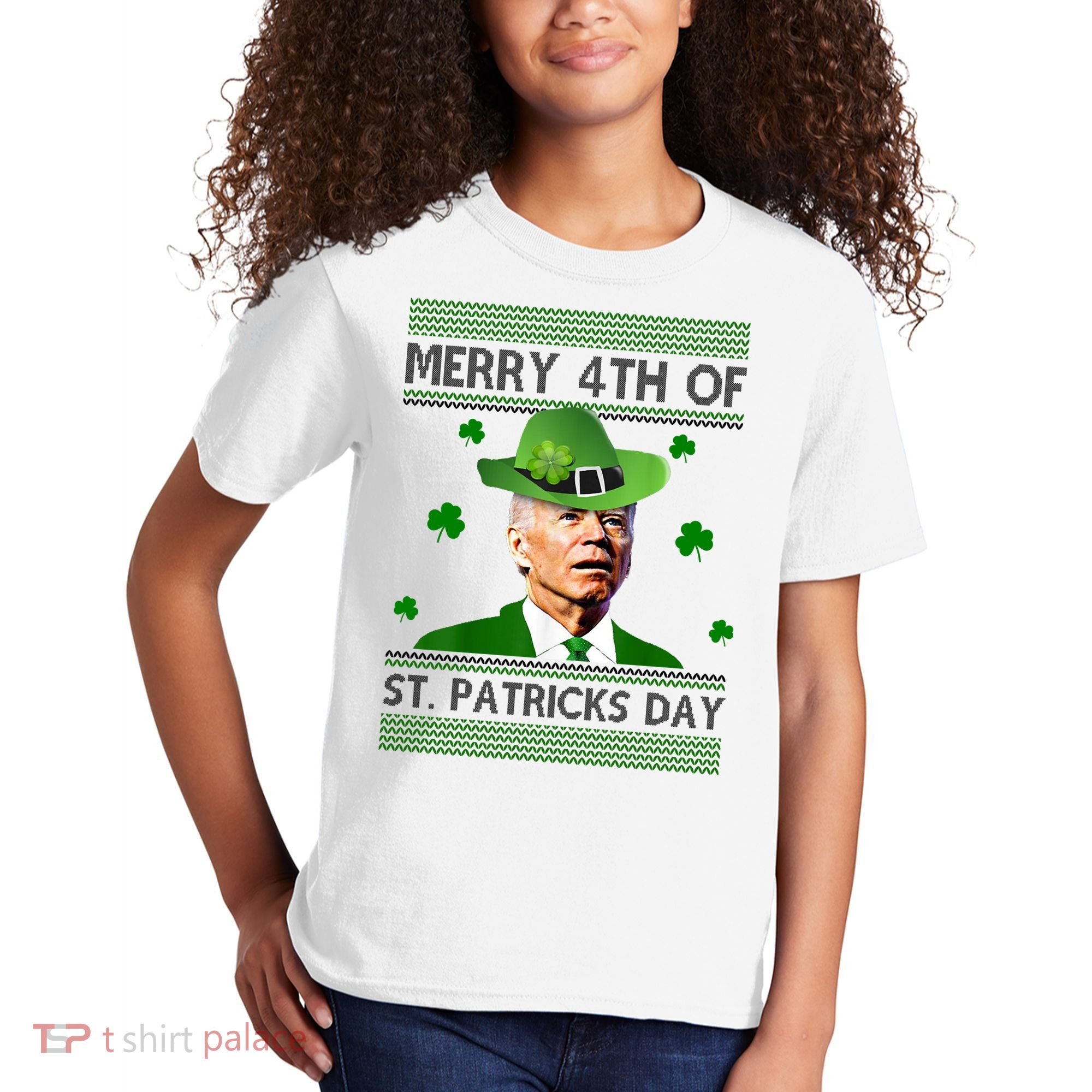 Merry 4th Of St Patrick's Day Funny Joe Biden Kids T-Shirt