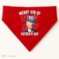 Merry 4th Of Father's Day Joe Biden Funny Gift For Dad USA-Made Doggie Bandana thumb 0