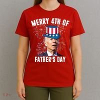Merry 4th Of Father's Day Joe Biden Funny Gift For Dad T-Shirt thumb 4