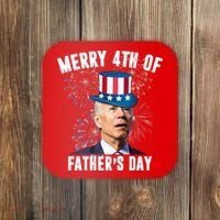 Merry 4th Of Father's Day Joe Biden Funny Gift For Dad Coaster thumb 0