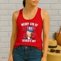Merry 4th Of Father's Day Joe Biden Funny Gift For Dad Women's Tank Top thumb 2
