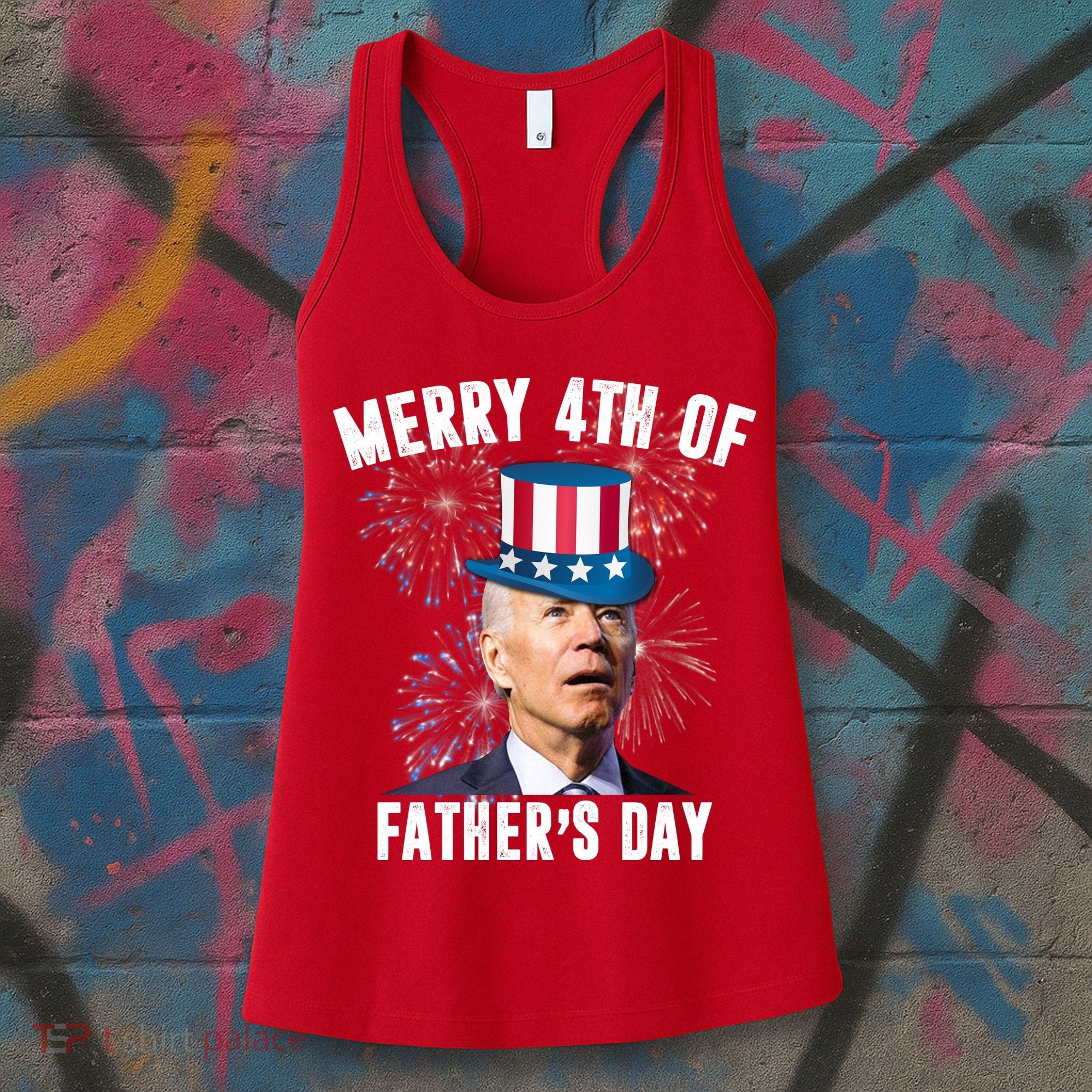 Merry 4th Of Father's Day Joe Biden Funny Gift For Dad Women's Tank Top