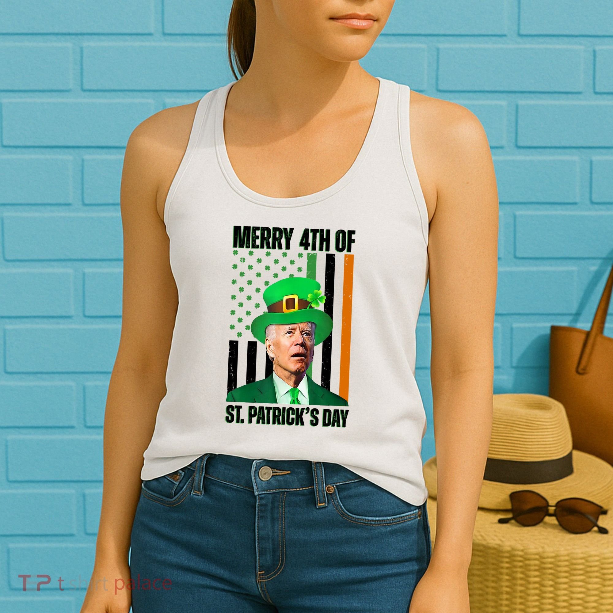 Merry 4th Of St Patricks Day Joe Biden Funny Holiday Women's Tank Top