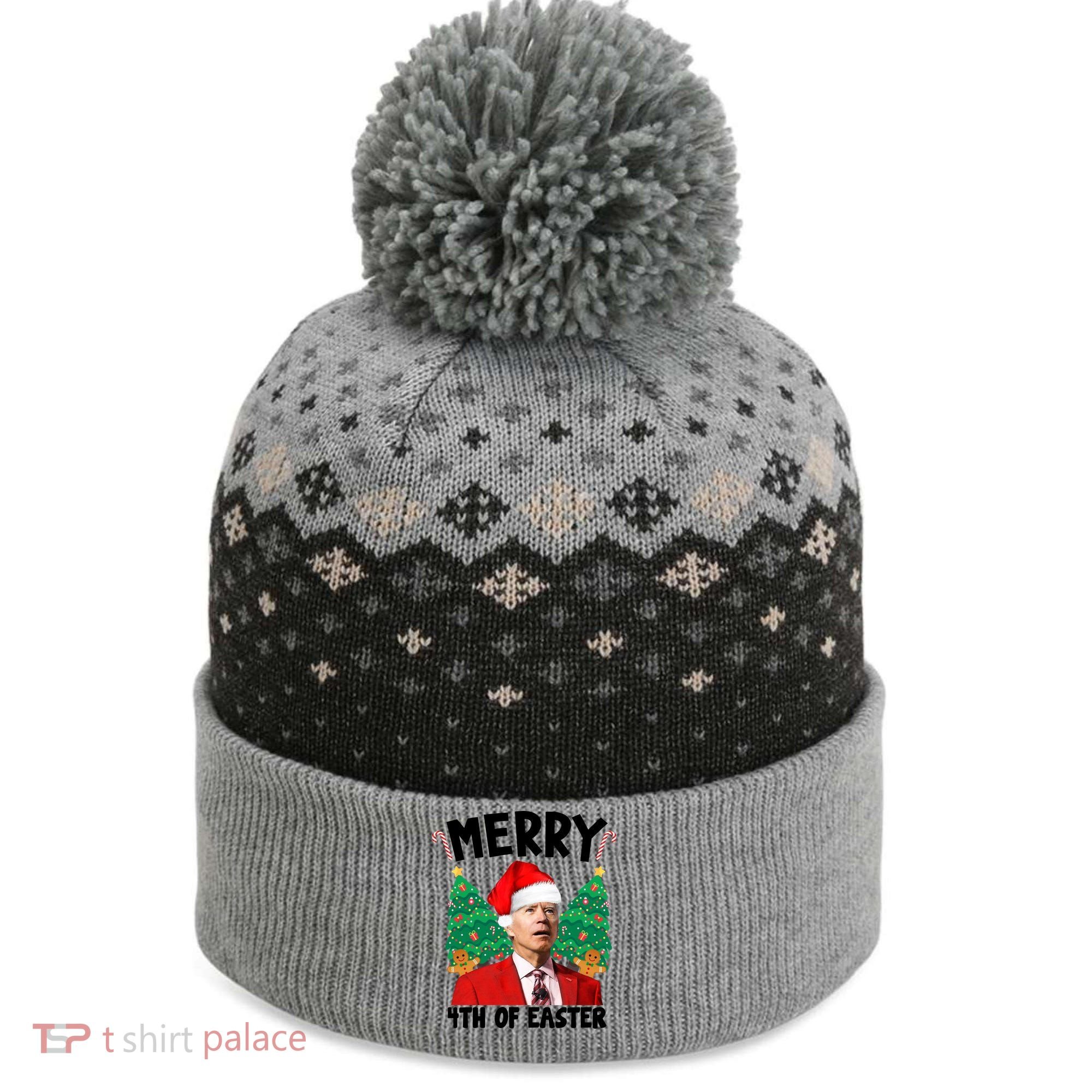 Merry 4th Of Easter Funny Joe Biden Holiday The Baniff Cuffed Pom Beanie