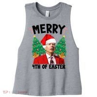 Merry 4th Of Easter Funny Joe Biden Holiday Women's Racerback Cropped Tank thumb 0