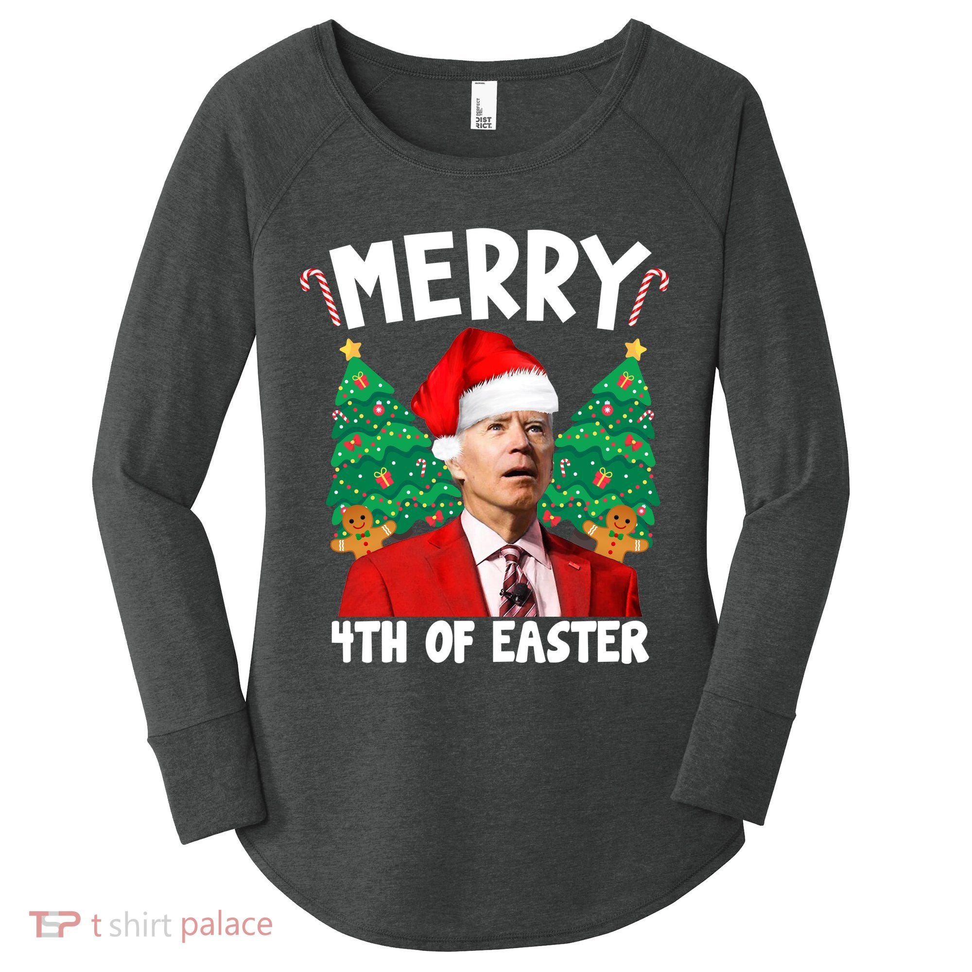 Merry 4th Of Easter Funny Joe Biden Holiday Women's Perfect Tri Tunic Long Sleeve Shirt