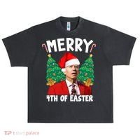 Merry 4th Of Easter Funny Joe Biden Holiday Urban Oversized Heavyweight T-Shirt thumb 0