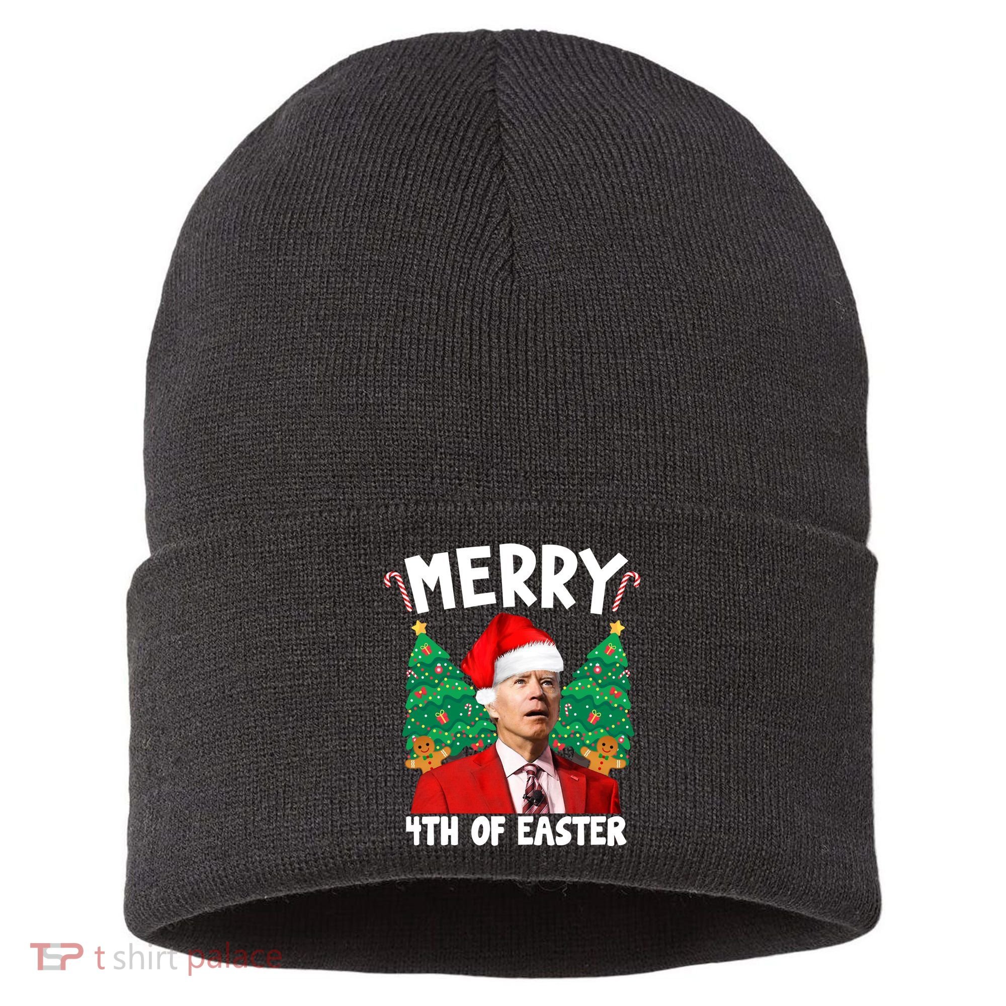 Merry 4th Of Easter Funny Joe Biden Holiday Sustainable Knit Beanie