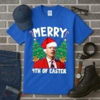 Merry 4th Of Easter Funny Joe Biden Holiday Tall T-Shirt thumb 3