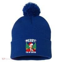 Merry 4th Of Easter Funny Joe Biden Holiday Pom Pom 12in Knit Beanie thumb 0