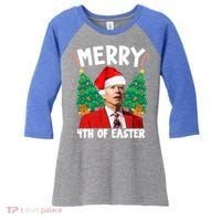 Merry 4th Of Easter Funny Joe Biden Holiday Women's Tri-Blend 3/4-Sleeve Raglan Shirt thumb 0
