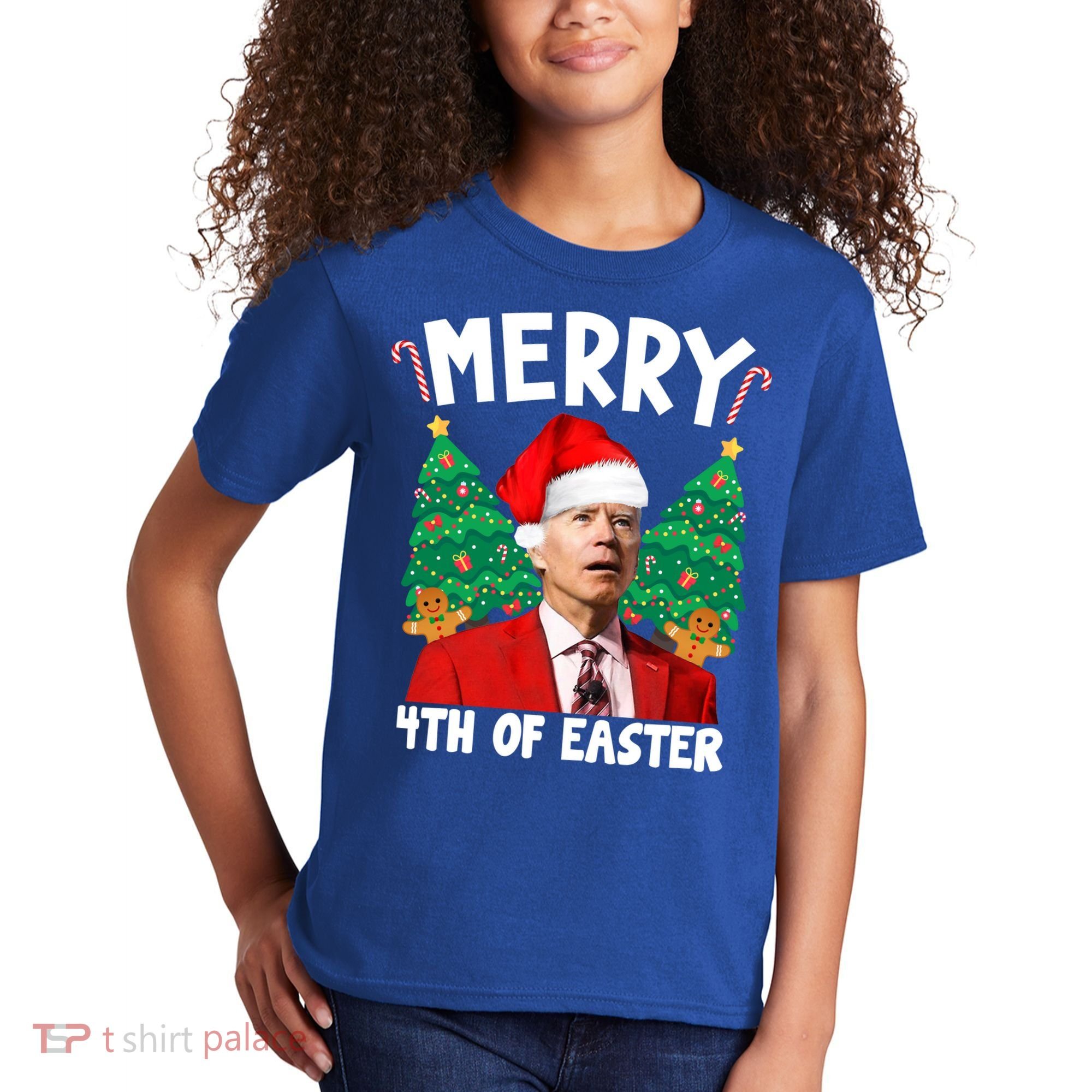 Merry 4th Of Easter Funny Joe Biden Holiday Kids T-Shirt