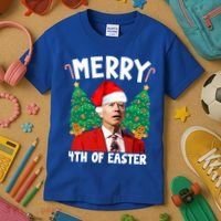 Merry 4th Of Easter Funny Joe Biden Holiday Kids T-Shirt thumb 3