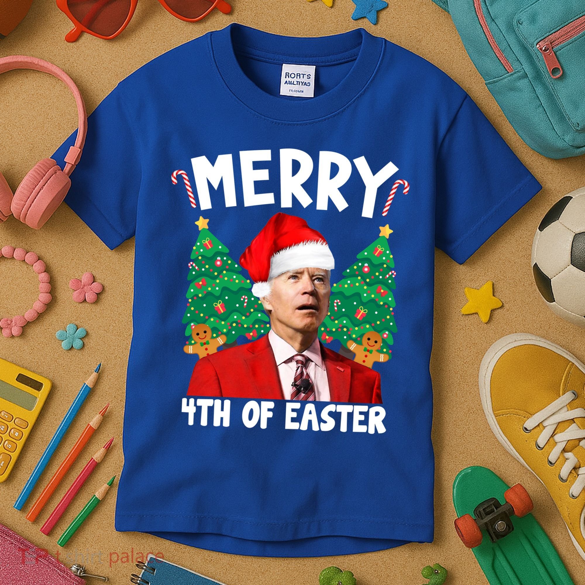 Merry 4th Of Easter Funny Joe Biden Holiday Kids T-Shirt