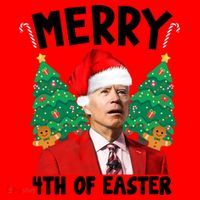Merry 4th Of Easter Funny Joe Biden Holiday Santa Hat thumb 1