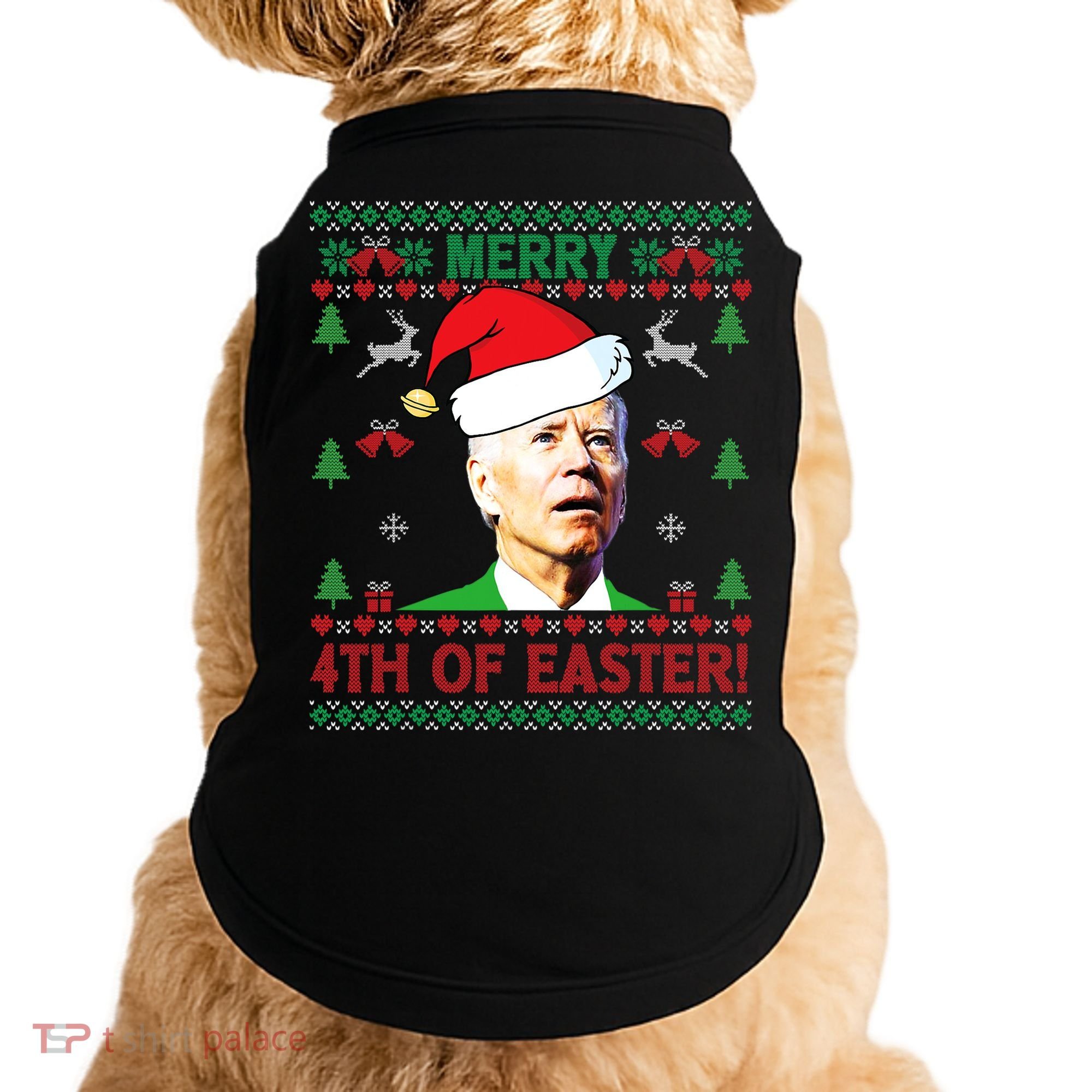 Merry 4th Of Easter Funny Joe Biden Christmas Doggie Tank