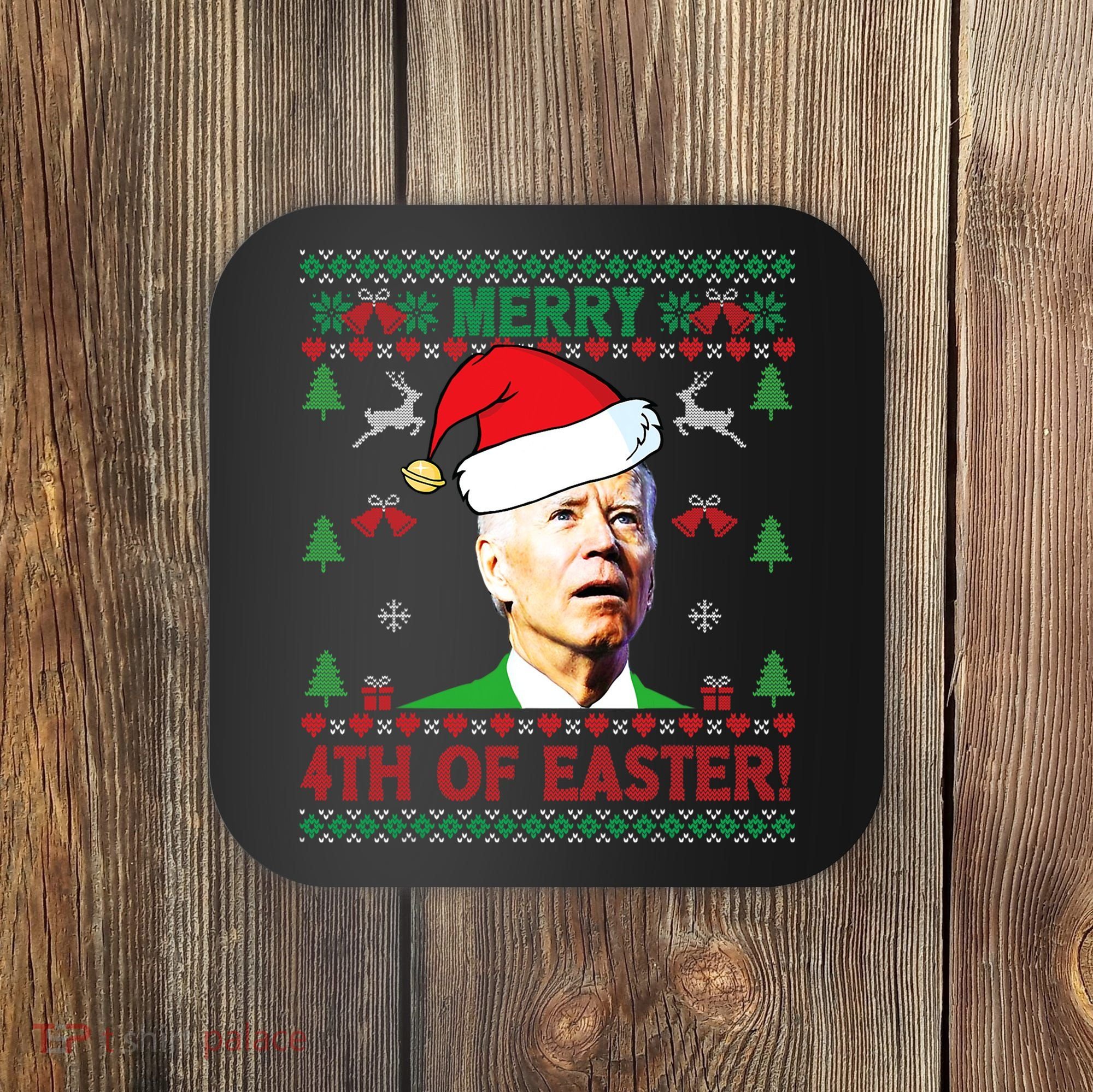 Merry 4th Of Easter Funny Joe Biden Christmas Coaster