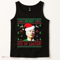 Merry 4th Of Easter Funny Joe Biden Christmas Tank Top thumb 2