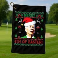 Merry 4th Of Easter Funny Joe Biden Christmas Golf Towel thumb 1