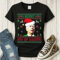 Merry 4th Of Easter Funny Joe Biden Christmas Women's T-Shirt thumb 3