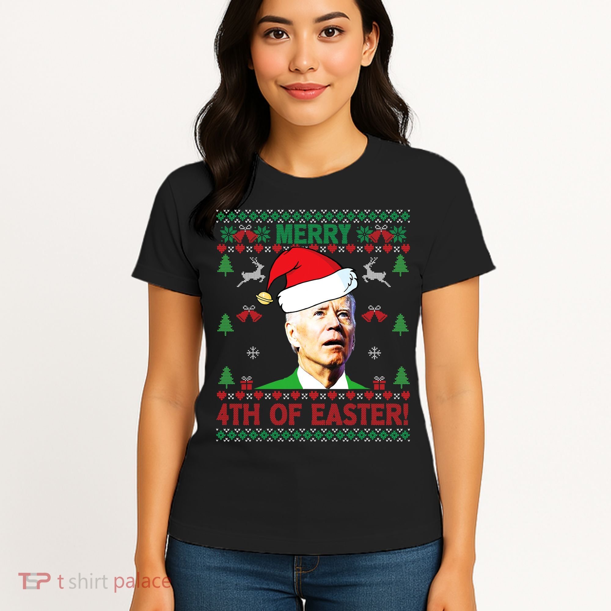 Merry 4th Of Easter Funny Joe Biden Christmas Women's T-Shirt