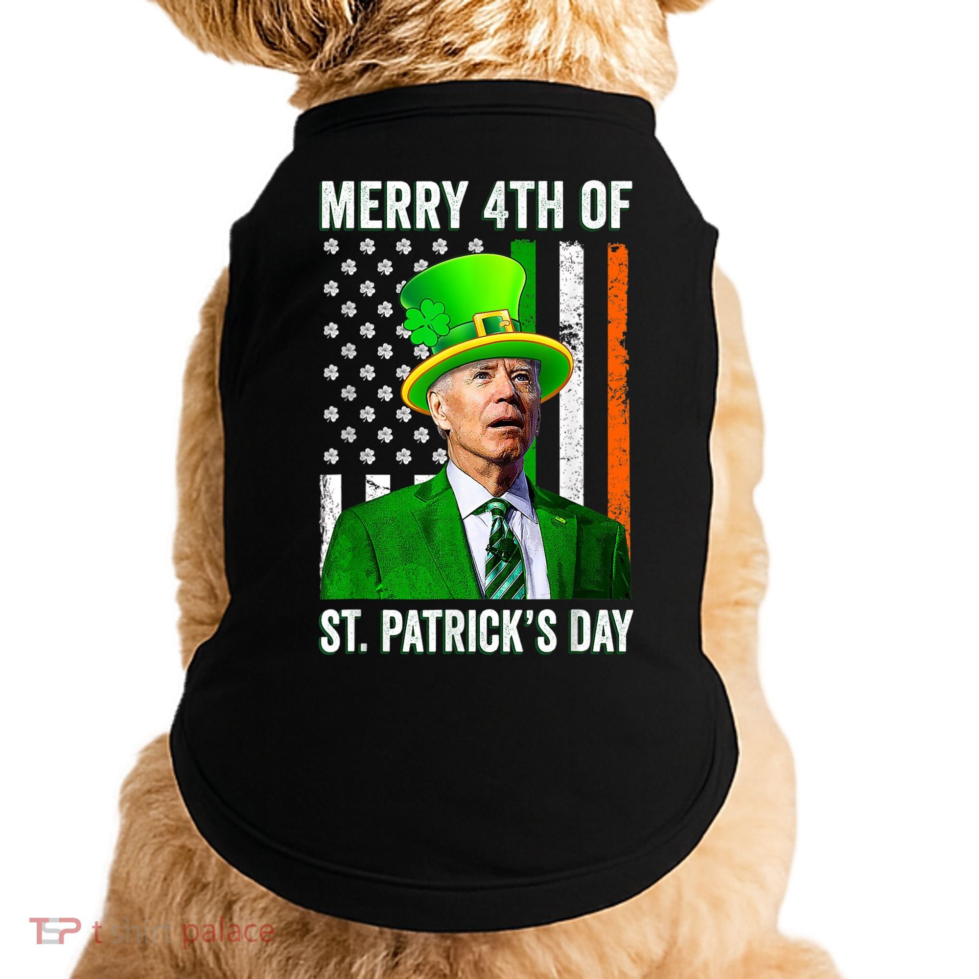 Merry 4th Of St Patrick's Day Joe Biden Leprechaun Hat Doggie Tank
