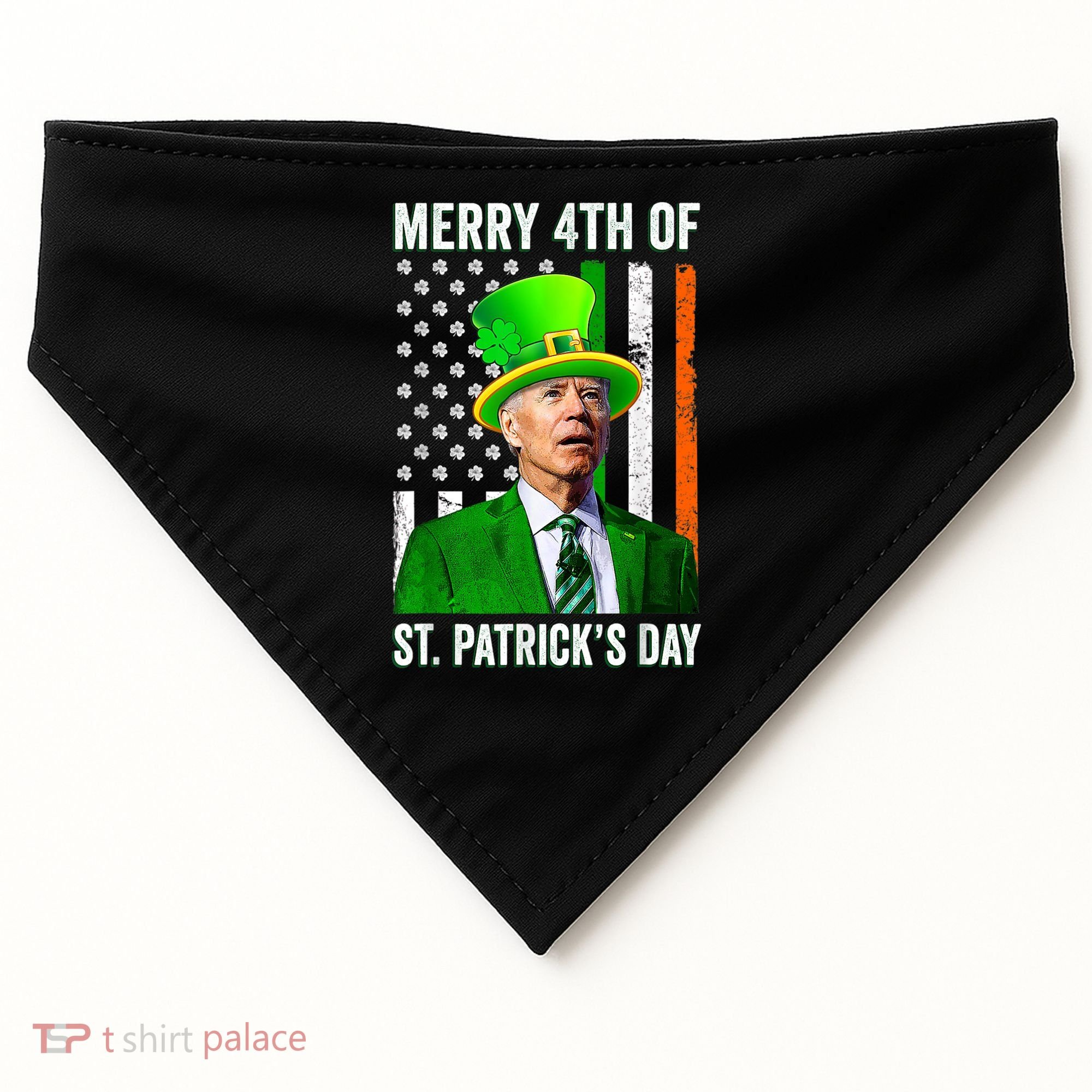 Merry 4th Of St Patrick's Day Joe Biden Leprechaun Hat USA-Made Doggie Bandana